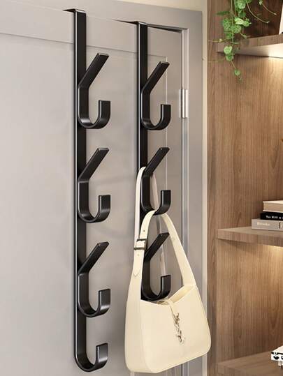 Krokar över dörren - Multifunktionella handdukshängare i kolstål. Över dörren, handdukshängare | Platsbesparande vertikal design med förvaringskrok och klädhängare | Handdukshängare över dörren för badrum, Titanium2, Krokhängare för kläder över dörren, ingen borr behövs, Krokhängare för baksidan av dörren, för sovrum.