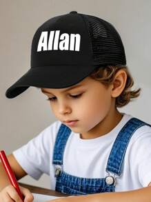 1pc Children's Customized Truck Driver Cap, Breathable Mesh Sun Protection Hat, Suitable For Team Gatherings, Outdoor Outings, School Class Customization, Great As A Gift,Multi-Functional,Ornamental,Letter,Stylish,Modern,Colorful,Cute,Adorable,Casual,Custom,Personalised,Unique,Customized,Ideal Gifts For Him,Ideal Gifts For Her