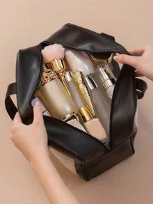 1 Travel Makeup Bag, Portable Storage Bag, Toiletry Bag, Women's Travel Bag With Waterproof Design And Portable Handle, Large Capacity Makeup Bag, Suitable For Storing Makeup Brushes, Eyeliner, Eyeshadow, Digital Devices And Toiletries, Bathroom Accessories - Multicolor - View 4