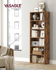 VASAGLE Bookshelf, 6-Tier Bookcase, Book Shelf Furniture, Open Storage Shelves, Room Decor, For Living Room, Home Office, Dinning Room,  9.4 X 23.6 X 63.3 Inches, Rustic Brown - Rust Brown - View 1