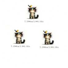 1 pieza/2 piezas/3 piezas Pegatina transferible con calor estilo DIY de gato y pájaro - Lavable, apta para camisetas, vaqueros, suéteres, bolsos y almohadas