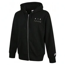 Nike AS M NSW CLUB FZ HOODIE FT GCE Black Drawstring Hooded Sports Jacket, Men