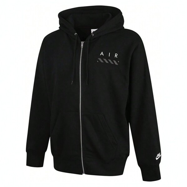 Nike AS M NSW CLUB FZ HOODIE FT GCE Chaqueta deportiva con capucha con cordón negra, para hombre