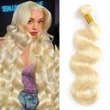 613 paquetes de cabello humano rubio con ondas corporales, paquetes de cabello humano virgen brasileño sin procesar de grado 12A, extensiones de cabello humano 613 para mujeres - S613 - Ver 2