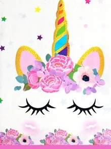 1pc Cute Unicorn Theme Disposable Party Tablecloth - Multicolor - View 1