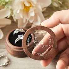 Custom Ring Box,Personalized Wood Ring Box, Round Engagement Ring Box, Double Ring Bearer Box, Wedding Ring Box,Valentine's Day Gift For Her,Multi-Functional,Durable,Ornamental,Reusable,Exquisite,Stylish,High-Quality,Colorful,Modern,Custom,Personalized,Unique Back To School