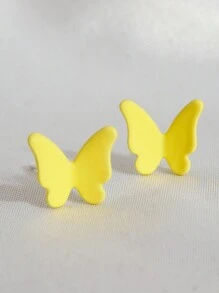 A Pair Of Simple Mini Cute Candy-Colored Butterfly Dripping Oil Small Stud Earrings For Children And Babies, Suitable For Daily Wear - Butterfly - View 8