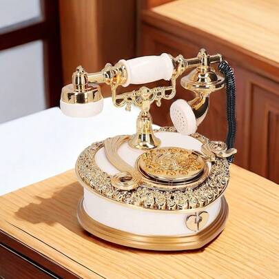 1个复古电话音乐盒，创意音乐首饰盒礼品，家居装饰，情侣礼物，生日礼物，情人节礼物，母亲节礼物，毕业礼物（白色）