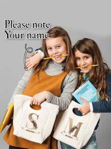 1pc Customized Insulating Lunch Bag Personality Custom Name Gold Initials A To Z  Pattern Women Cooler Handbags Student Thermal Lunch Bags For Work Canvas Personal Tailor Food Tote Bag Thermal Bag For Women Kids Insulated Refrigerated Lunch Box Bag For Man Picnic Bag Fridge Bag Cooler Lunch Box Ice Pack Food Storage Bag