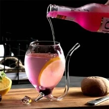 1pc Creative Vampire Squirrel Design Transparent High Borosilicate Glass Cup, Suitable For Bar & Restaurant, For Wine, Juice, Back To School Supplies - Transparent - View 6