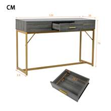 Modern Hallway Table: 120x38x76cm Console With Drawer, Metal Struts, And Gold Accents - Grey - View 9
