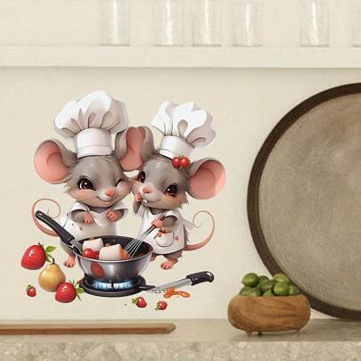 1pc Creative Cute Kitchen Mouse Self-Adhesive Wall Sticker, Suitable For Home Decor Stickers In Kitchen, Living Room Corner, Stairs Wallpaper Wall Paper Wall Stickers Room Decor Wall Decor Kitchen Decor