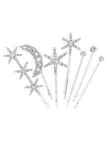 Conjunto de grampos de cabelo com strass em forma de estrela e lua, 2/5/6/7/8/18 peças, acessórios de cabelo para festas de fim de ano para mulheres