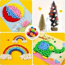 50 pièces/paquet, 1/1,5/2/2,5/3cm Pompons de couleur bonbon, haute élasticité - pour l'artisanat DIY, pompons colorés, cadeaux de fêtes, accessoires de cheveux, vêtements, rideaux, décorations de porte, art textile doux pour la décoration murale de la maison, décorations de fête