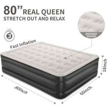 Ophanie 18 Inch High Air Mattress Queen With Built In Pump, Elevated Quick Inflation/Deflation Inflatable Beds, High Durability Blow Up Mattresses For Camping, Indoor Colchon, Guests Air Bed, Black - màu đen - Xem 4