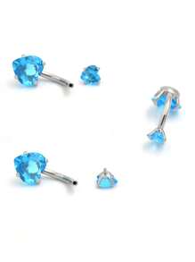 1PC Steel Belly Button Rings Crystal Piercing Navel Heart Style Navel Piercing Earring Belly Piercing Sexy Body Jewelry Ombligo Valentines,Mom,Mother,Mother's Day,Gift - Multicolor - View 15