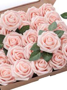 25 Peças Rosas Artificiais, Conjunto de Rosas Artificiais Verde Floresta em Gradiente - Conjunto de Buquê de Casamento DIY, Adequado para Casamento, Bolo, Decoração de Mesa de Festa