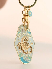 1 pièce Porte-clés signe du zodiaque Bélier/Taureau style bohème, anneau de clé d'hôtel en métal émaillé, cadeau parfait pour la famille, les amis, les collègues, les partenaires, les anniversaires, les accessoires de voiture, les breloques de sac, l'école, le style gothique mignon Y2K