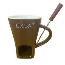 1pc Multifunctional Pot Hot Chocolate Mug Ceramic Melting Chocolate Fondue Mini Fondue Ceramic Cheese Heating Mug Back To School - Multicolor - View 13