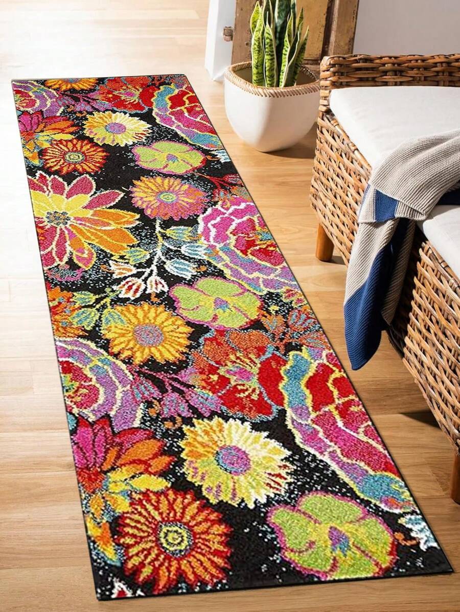 1 Pc Rustic Style Runner Rug; Western Country Bear Wildlife Log Design;Forest Landscape Theme Rug; Machine-Washable Rugs; Soft Faux Wool Carpet For Hallway,Bedroom,Laundry Room, Kitchen, Outdoor/Indoor Decor - Bear (gray Brown) - View 1