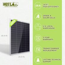 HQST 100W Watt 12V Volt Polycrystalline Solar Panel 100W For Off Grid RV Marine - Black - View 2