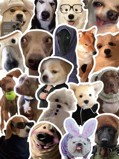 50Pcs Popular Dog Emoticons Decorative Stickers With Creative, Funny, And Cute Cartoon Designs Of Highly Attractive Quality. They Are Suitable For Back-To-School Season Gifts, Tablet, Luggage, Box, Helmet And Envelope Decoration Stickers, And Can Also Be Used To Decorate Computer, Phone Cases, Notebooks, Guitars, And Party Stickers.