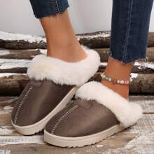 Women's Cozy Memory Foam Slippers,Fuzzy Wool-Like Plush Fleece Lined House Slippers Indoor Outdoor Slippers With Anti-Skid Rubber Sole - 全卡其 - 查看 5