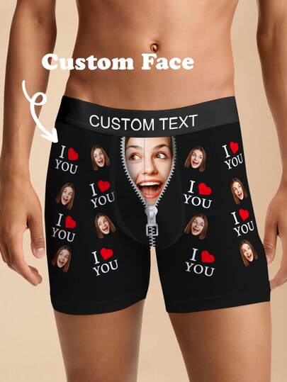 Customized Men's Briefs For Valentine's Day, Personalized Men's Underwear, Customized Briefs, Customized Briefs For Husband, Funny Expression Customized Briefs, Valentine's Day Gift, Anniversary Gift, Birthday Gift, Wedding Gift, Cute, Minimalist, Fun, Customized, Unique, Personalized, Ideal Gift For Him, Ideal Gift For Her, Boyfriend, Girlfriend, Family, Friends, Her, Customized Men's Underwear, Fashionable Autumn, Comfortable & Breathable, Autumn/Winter
