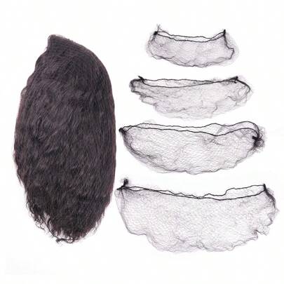 nunify 100 piezas de redecilla de nailon negra elástica invisible de 10 mm de diámetro, de 18, 24, 30 y 46 pulgadas, para proteger el cabello largo, utilizada para recogidos, ballet, servicios de comida, y sujetar pelucas y closures frontales.