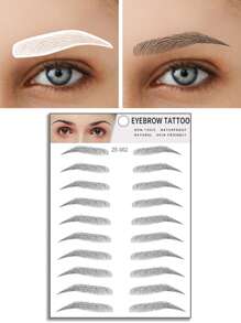10 对眉毛临时纹身贴纸，防水防汗，逼真，牢固不易脱落，适合任何场合，可拆卸女士临时纹身，适合万圣节 - 黑色 - 查看 15