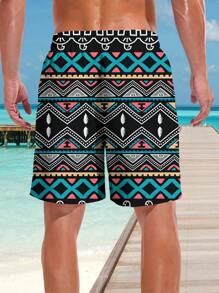 Men's 3D Summer Retro Style Printed Beach Shorts,Hawaiian - Multicolor - View 2