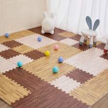 10 piezas, 11,8 pulgadas, Estera de piso tipo madera de alta tenacidad, alfombra de espuma rompecabezas antideslizante, a prueba de humedad y caídas para sala de estar, cocina, dormitorio