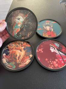 Chinese Style Cup Coasters With Chinese Opera Characters And Dunhuang Flying Fairy Goddess Creative Coasters For Teacups And Tabletops - Multicolor - View 3