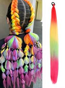 Synthetic Giant Braided Hair Ombre Color Big Braid One-Piece Diy26-Inch Extended Giant Gradient Big Braid High-Temperature Heat-Resistant Fiber Braid Is Suitable For Halloween, Christmas, Parties, New Year, Role-Playing. - Multicolor - View 17