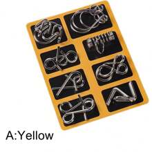 Metal Wire Puzzle Set Of 8 With Pouch, Brain Teaser IQ Test Disentanglemen Iron Link Unlock Interlock Game Magic Trick Toy For Party Favor Adults Challenge - Multicolor - View 15