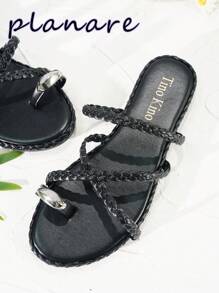 planare Women's Shoes Black Braided Flat Sandals, Gladiator Thong Round Open Toe Vintage Slides Sandals, Slip-On Roman Sandals, Crisscross Strappy Comfortable Beach Shoes Casual Walking Shoes Boho Casual Sandals Easy Wear Dress Shoes Comfortable