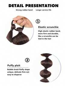 30 英寸超长泡泡马尾辫，适合女孩 - 二合一高马尾和双马尾，配有弹性头带，万圣节圣诞节服装发型，无需编织派对装（环绕灯笼风格） - 彩色 - 查看 9