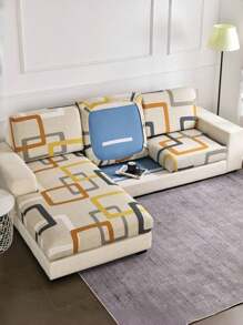 1pc Sofa Decorative Cushion Cover, Non-Slip, Stretchy, Milk Silk Material, Geometric Print, Various Shapes & Colors, Fits Single/Double/Three/Four Seat Sofa, Suitable For All Seasons - Multicolor - View 12