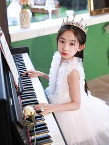 Váy công chúa dự tiệc bằng vải tuyn cho bé gái, thích hợp làm phù dâu, quà sinh nhật, đám cưới, tiệc, tiệc hóa trang, biểu diễn sân khấu, lễ cưới, lễ kỷ niệm ngày lễ - trắng - Xem 3