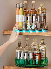 1pc Cosmetics Storage Tray, Rotating Seasoning Rack Holder, Spice Rack Organizer, Desktop Storage Box, Kitchen Utensils, Apartment Essentials, College Dorm Essentials, Back To School, Kitchen Stuff, Home Storage Ttems,Home Decoration,Boho Vibes,For Holiday Beach, Bathroom Collection, Bedroom Collection, Large Capacity - Multicolor - View 3