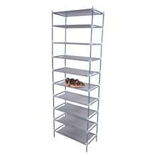 Simple Assembly 10 Tiers Non-Woven Fabric Shoe Rack Gray