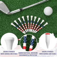 50/100Pcs American Flag Golf Tees Wood Patriotic Golf Tees USA Stars And Stripes Golfing Tees Reduce Sidespin And Friction For Men Women Golf Balls Game