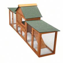 Large Wooden Rabbit Hutch Indoor And Outdoor Bunny Cage With A Tray And Runs For Small Animals, Orange