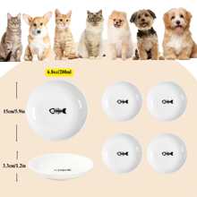 Set de 4 tazones de cerámica para gatos con diseños lindos, plato de bocadillos para gatos, adecuado para comida seca, húmeda y agua, set multipieza de alimentador para gatos, apto para gatos y perros pequeños, amigable para el bigote del gato para alimentación y bebida