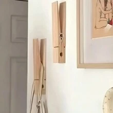 Monalife Country Style Wooden Towel Rack, Wall Mounted Design, French Country Style, With Clothes Hanging Rack, For Clothes And Towel Storage, Extend Bathroom Space, Wood Material, Standalone, Stainless Steel Appearance, No Power Needed