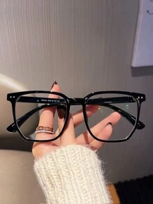 1副/5副装 男士日常佩戴方形透明镜片眼镜 - 黑色 - 查看 4