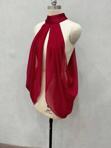 1pc White Bridal Chiffon Tube Top Draping Shawl, Adjustable Backless, Shoulder Strap Wedding Accessory Fall Clothes For Women - Multicolor - View 17