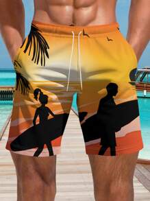 Men's 3D Summer Surfing Printed Beach Shorts - Multicolor - View 3