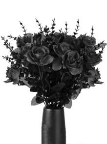 6 件装长茎人造黑玫瑰花，适合居家、婚礼、派对、万圣节、哥特式户外装饰 - 彩色 - 查看 2