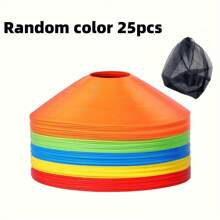 Set de 25 conos de agilidad de colores aleatorios con bolsa de transporte para entrenamiento deportivo, fútbol, baloncesto, entrenamiento y equipo de práctica - Multicolor - Ver 8